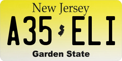 NJ license plate A35ELI