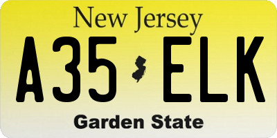 NJ license plate A35ELK