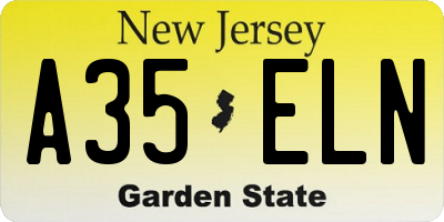 NJ license plate A35ELN