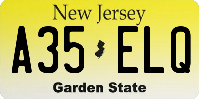 NJ license plate A35ELQ