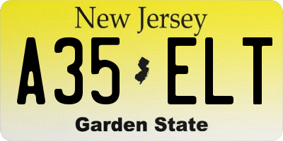 NJ license plate A35ELT