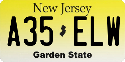 NJ license plate A35ELW