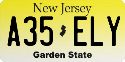NJ license plate A35ELY