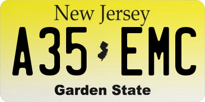 NJ license plate A35EMC