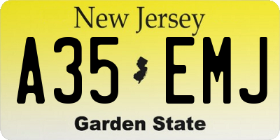 NJ license plate A35EMJ