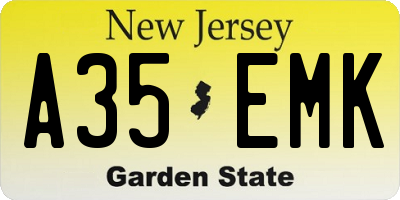 NJ license plate A35EMK