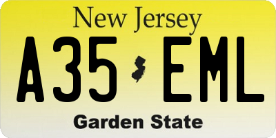 NJ license plate A35EML
