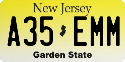 NJ license plate A35EMM
