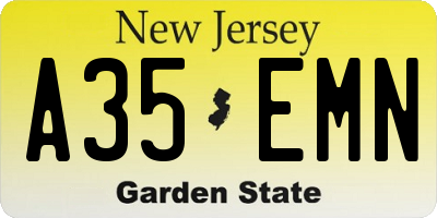 NJ license plate A35EMN