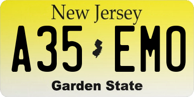 NJ license plate A35EMO