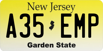 NJ license plate A35EMP