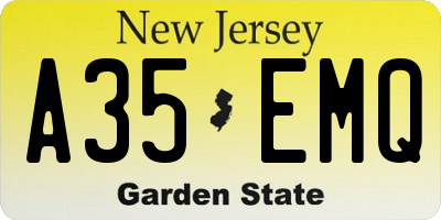 NJ license plate A35EMQ