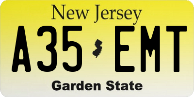 NJ license plate A35EMT