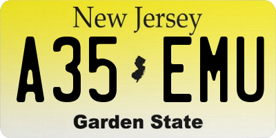 NJ license plate A35EMU
