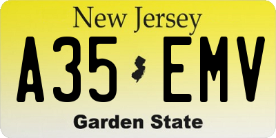 NJ license plate A35EMV