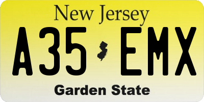 NJ license plate A35EMX