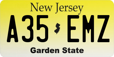 NJ license plate A35EMZ