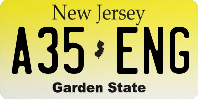 NJ license plate A35ENG