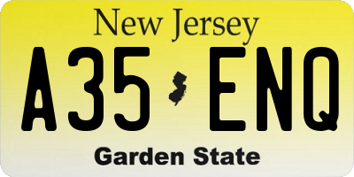 NJ license plate A35ENQ