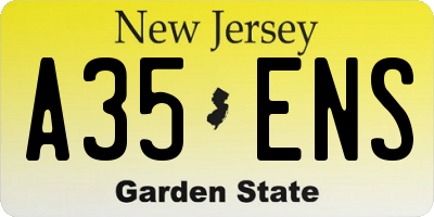 NJ license plate A35ENS