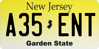 NJ license plate A35ENT