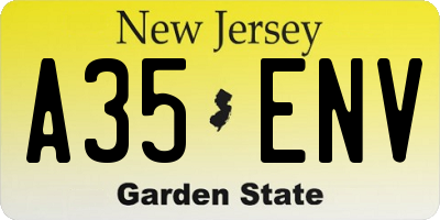 NJ license plate A35ENV