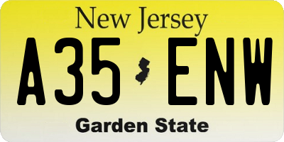 NJ license plate A35ENW