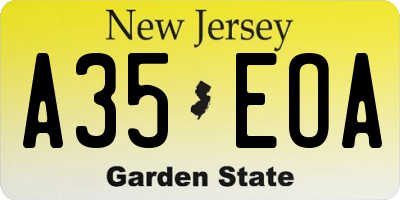 NJ license plate A35EOA