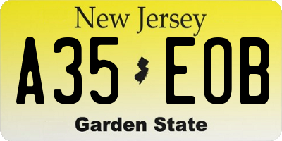 NJ license plate A35EOB