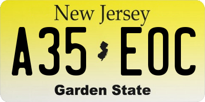 NJ license plate A35EOC