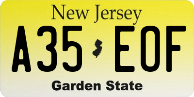 NJ license plate A35EOF