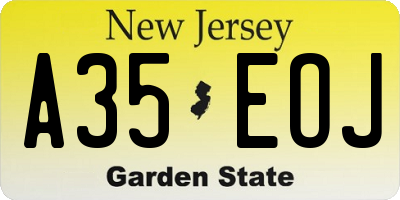 NJ license plate A35EOJ