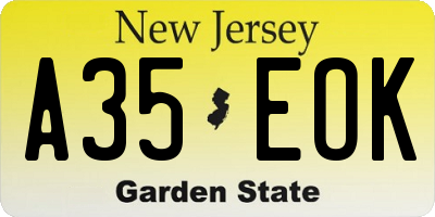 NJ license plate A35EOK