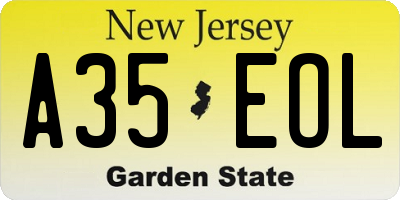 NJ license plate A35EOL