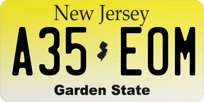 NJ license plate A35EOM