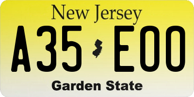 NJ license plate A35EOO