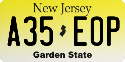 NJ license plate A35EOP