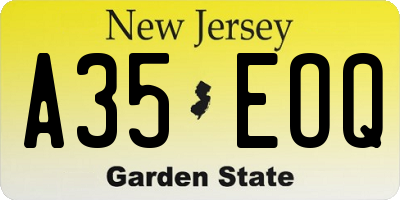 NJ license plate A35EOQ