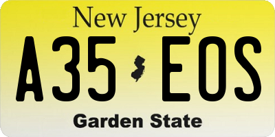NJ license plate A35EOS