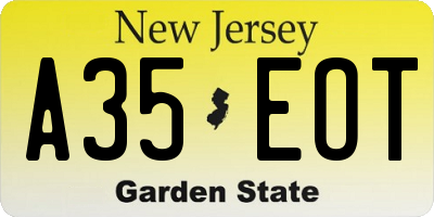 NJ license plate A35EOT