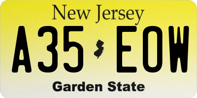 NJ license plate A35EOW