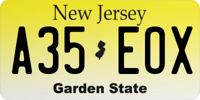 NJ license plate A35EOX