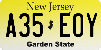 NJ license plate A35EOY