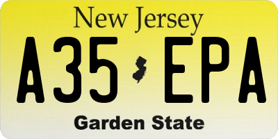 NJ license plate A35EPA