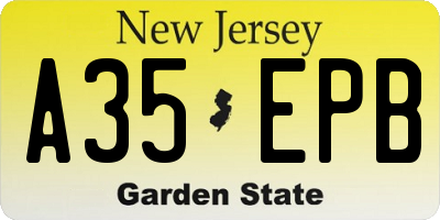 NJ license plate A35EPB