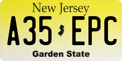 NJ license plate A35EPC