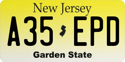 NJ license plate A35EPD