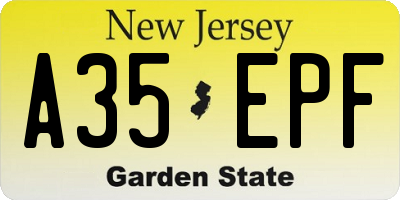 NJ license plate A35EPF