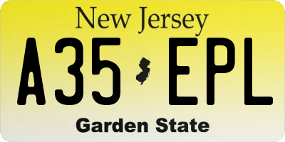 NJ license plate A35EPL