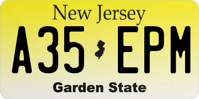 NJ license plate A35EPM